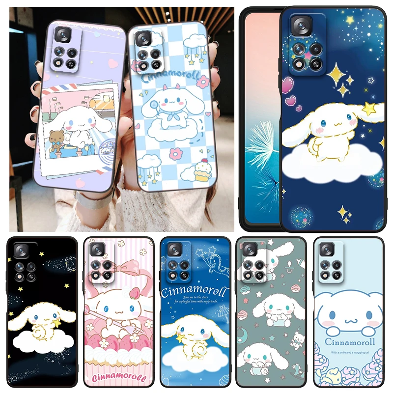 

Sanrio Cinnamoroll Cartoon Phone Case For Xiaomi Redmi Note 12 11E 11S 11 11T 10 10S 9 9T 9S 8T 8 Pro Plus 5G Black Cover
