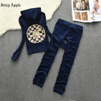 juicy apple casual fashion women hoodie two piece set zipper jacket outerwear and sweatpants suit autumn winter tracksuit outfit