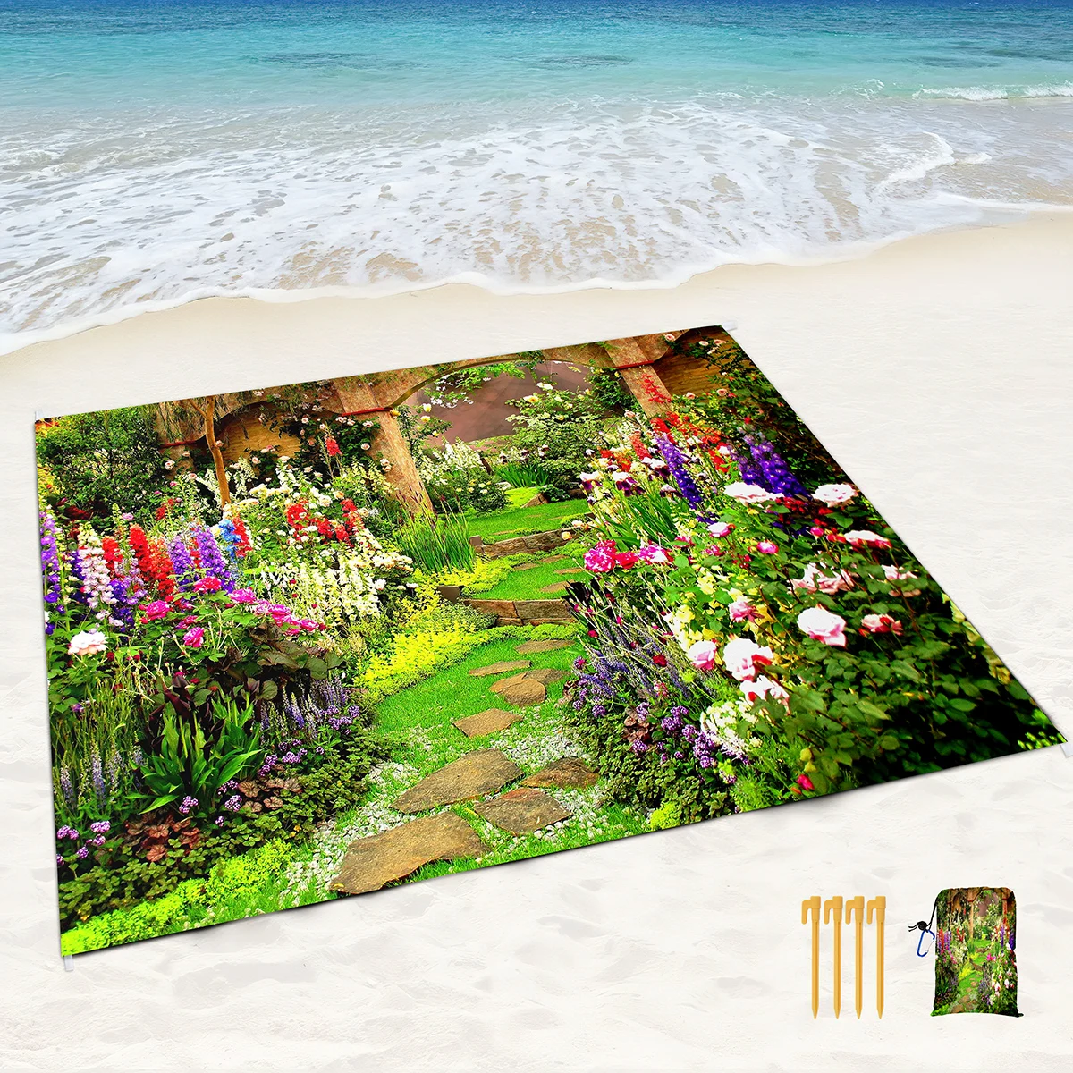 

Waterproof Sandproof Beautiful Garden Beach Blanket,Lightweight Portable Picnic Mat,Perfect for Outdoor Travel,Camping,Hiking
