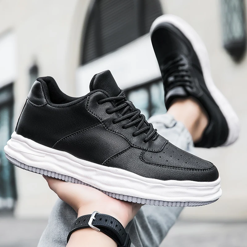 

2023 New Round Toe Lace-up Spring Casual Men's Sneakers Fashion Outdoor Non-slip Comfortable All-match Trend Solid Shoes for Men