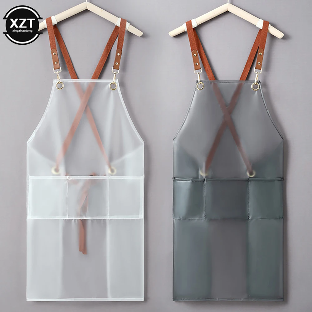 

New Transparent Waterproof And Oil Proof Apron Kitchen Household Cooking Apron Fashionable Korean-style Overalls 70*68 CM