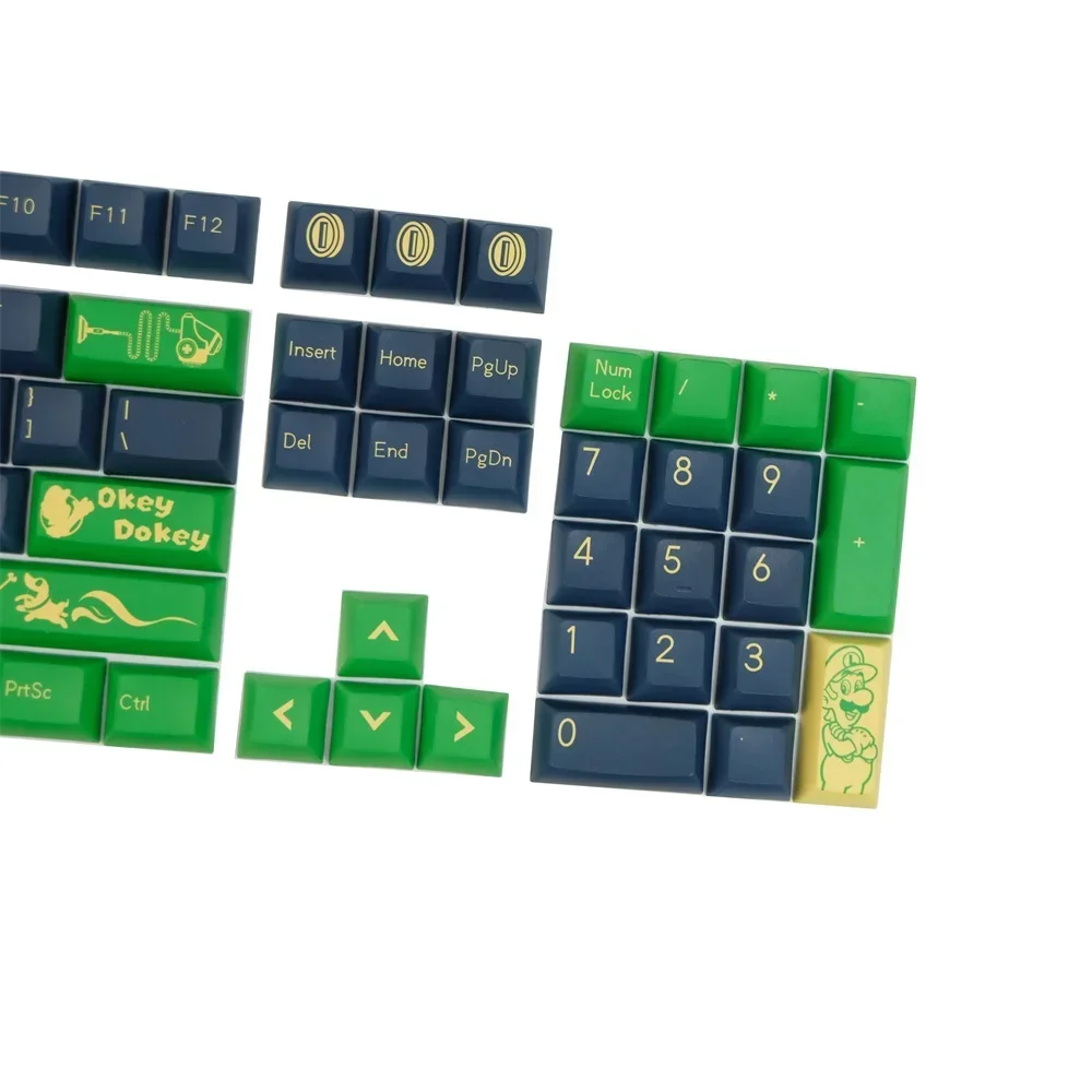 Зеленая механическая клавиатура Keycap PBT KCA Profile DYE Subbed 142 клавиши ISO Enter 2U 2.25U 2.75U 3U 6.25U