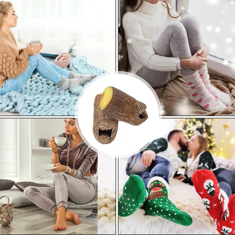 Хлопковые тапочки для женщин домашние с плюшевым рисунком бревенчатого дерева