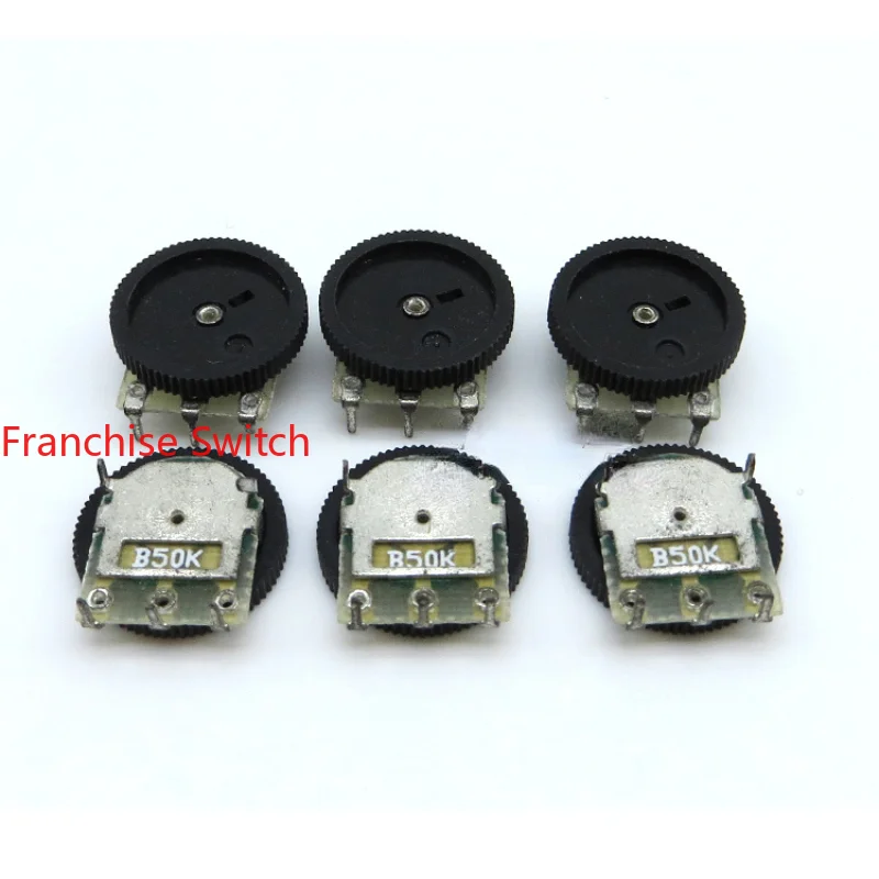 

10PCS Black Wheel Gear Dial Adjustable Volume Potentiometer 14 × 2 Single Connection B50K