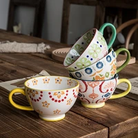 1pc 450ml ceramic mugs water cup painted cup milk mug underglaze color craft