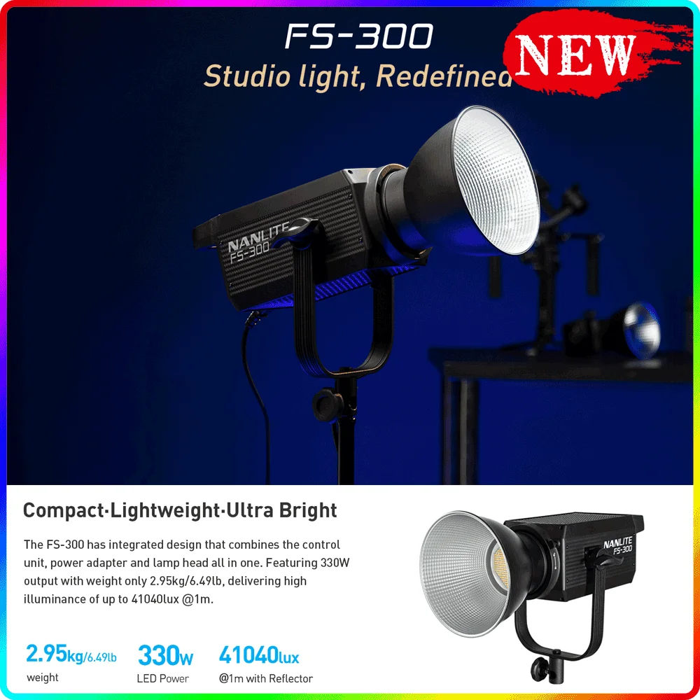 

Nanlite FS-300w Photography Fill Light Always Bright Led Spotlight Portrait Studio Equipment Photo Video Soft Light New product