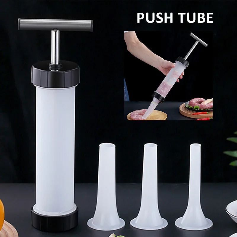 

Sausage Stuffer Manual Sausage Maker Plastic Meat Filler Stuffer Funnel Tubes Kitchen Meat Grinder Durable Meat Poultry Tools