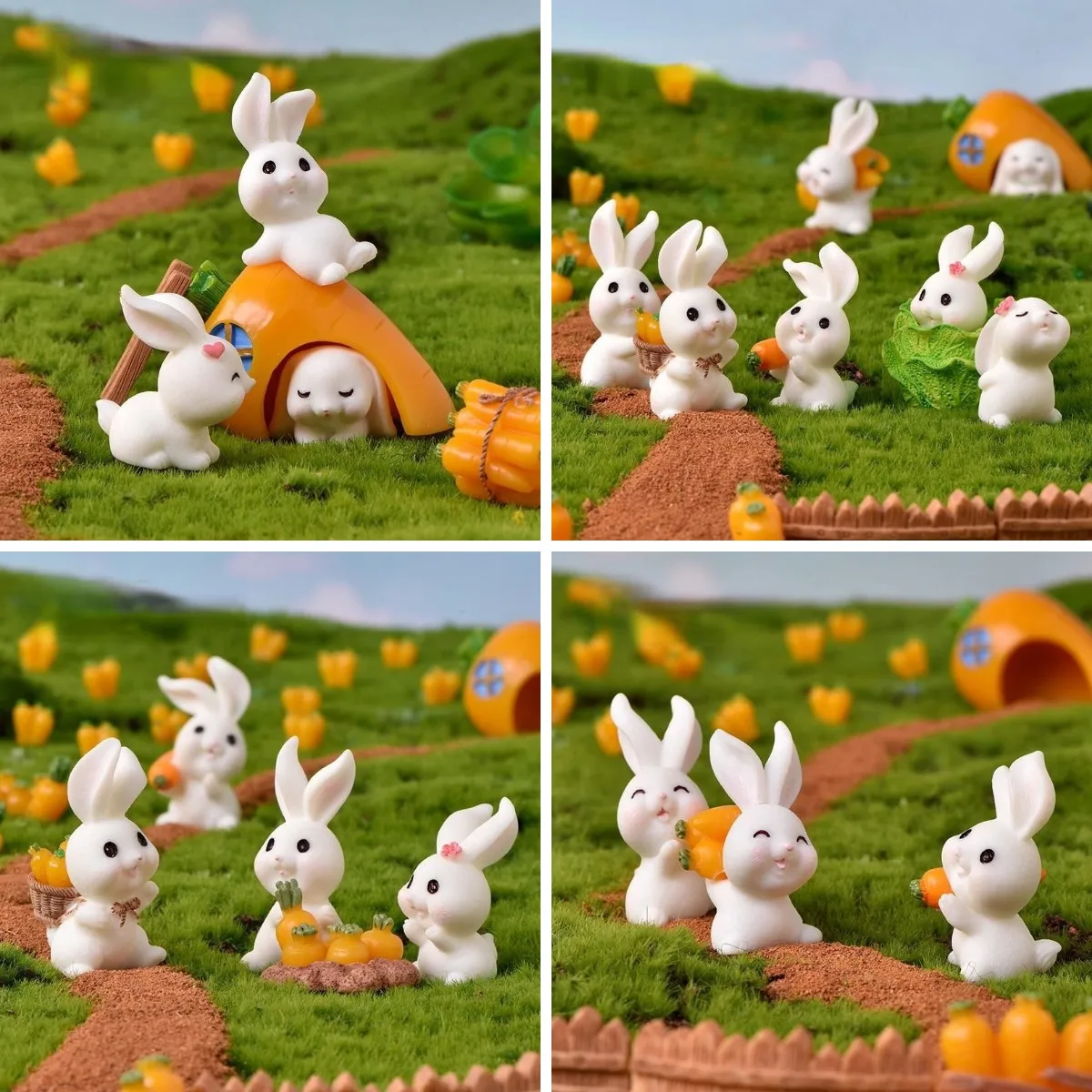 

Figurines Miniatures Landscape Ornaments Carrot Rabbit House Gardening Resin Accessories Decoration Crafts Home Decor