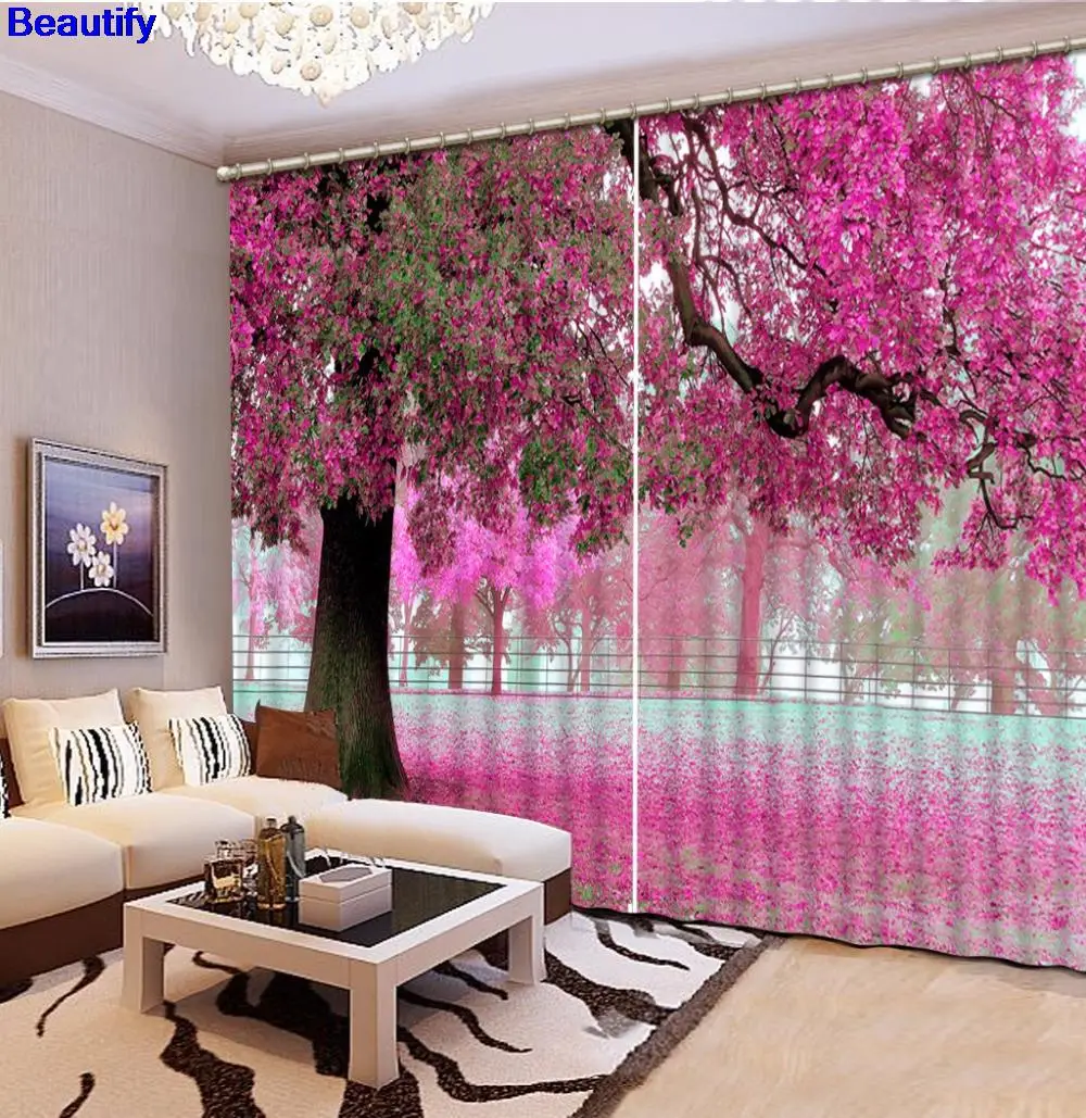 

Beautify Beautiful Curtains Drapes Maple leaf tree landscape Sheer Curtains For The Living Room Bedroom Ceiling Installation