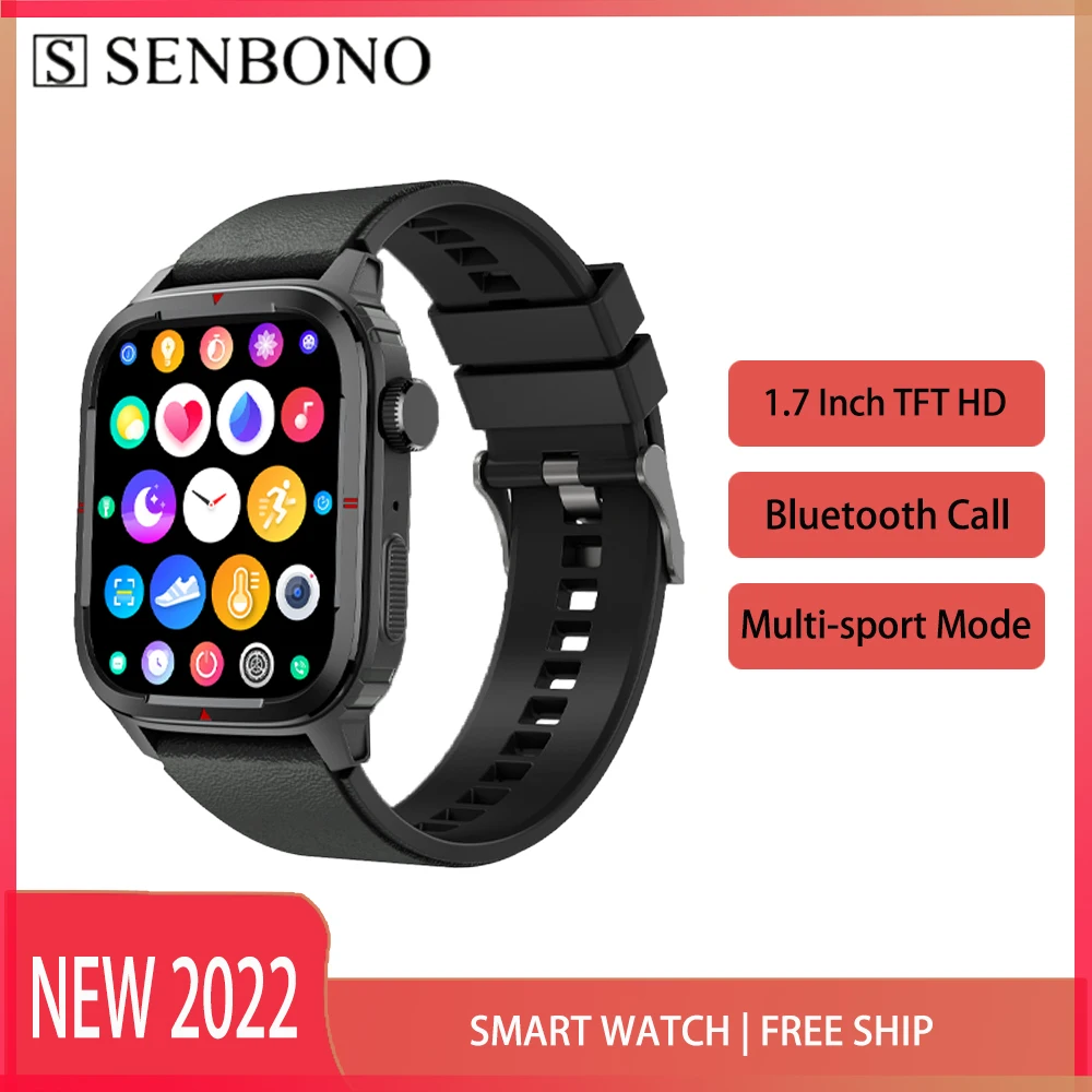 

Смарт-часы SENBONO мужские/женские, 2022 дюйма, IP67, С Пульсометром