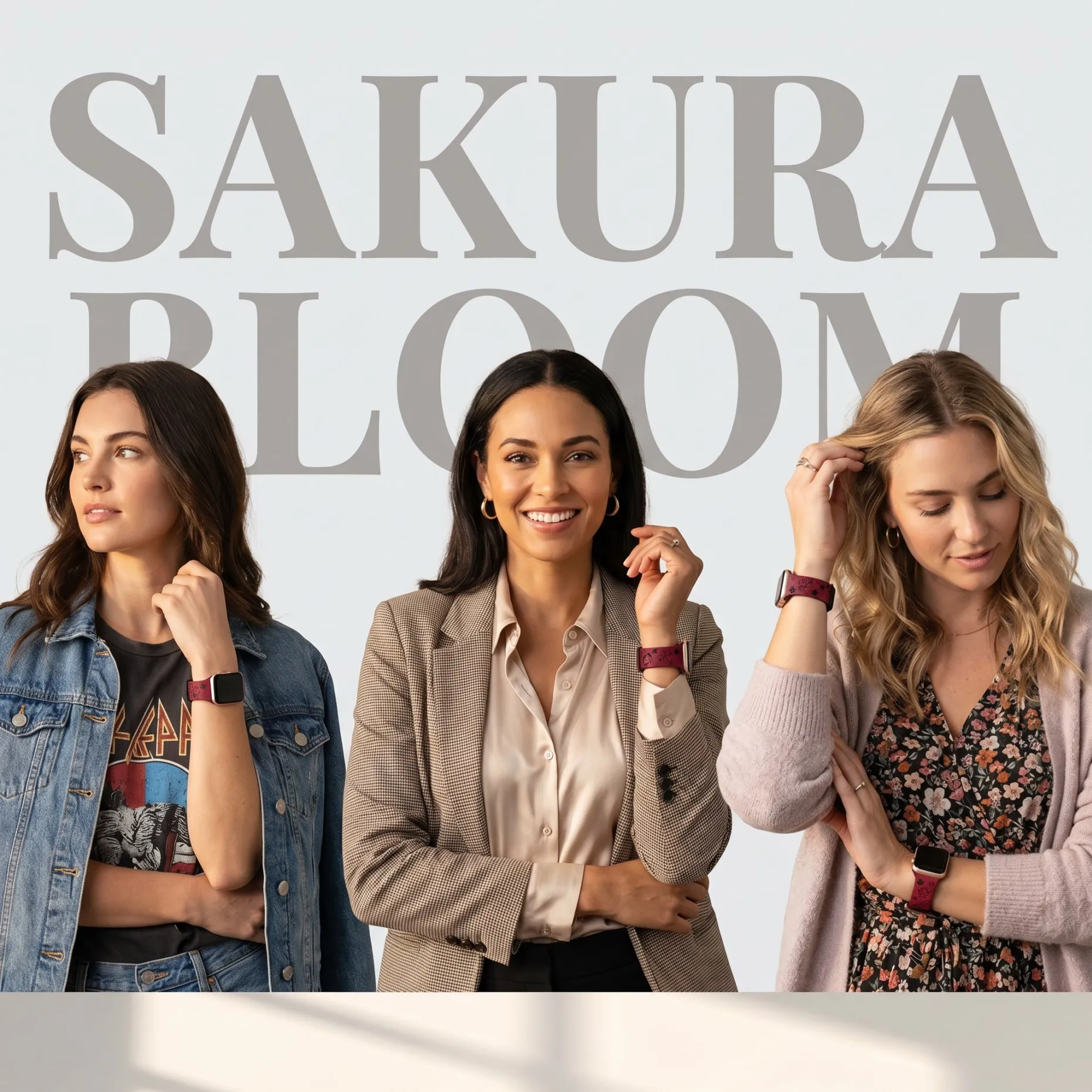 Фото Ремешок с цветочным узором и гравировкой Sakura для Apple Watch, 40 мм, 41 мм, 42 мм, 44 мм, 45 мм, 46 мм, 49 мм, силиконовый спортивный ремешок для iWatch Series 11, 10, SE, 9, 8, 7, 6 №5
