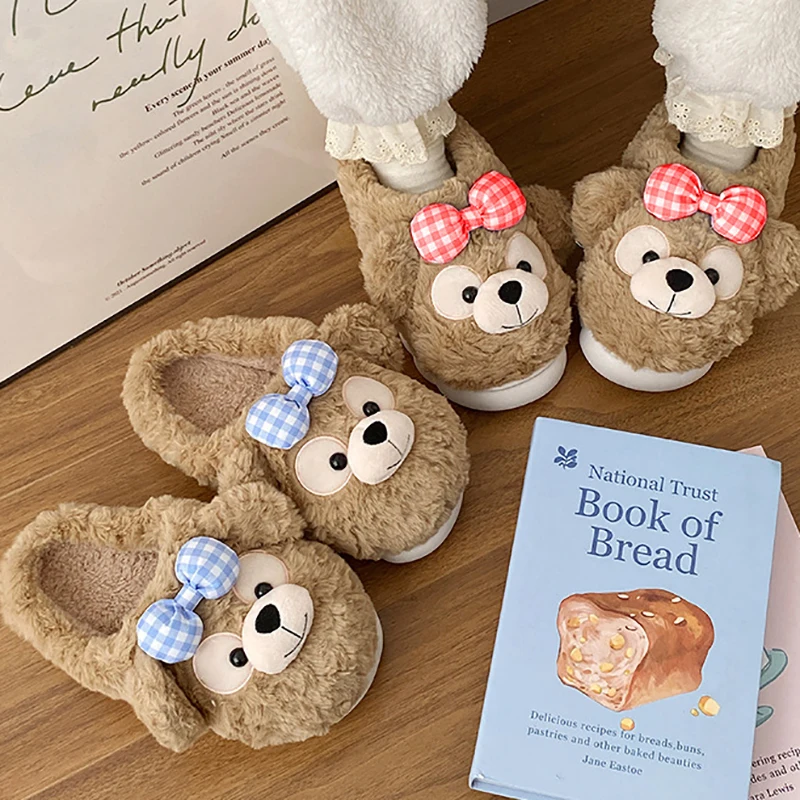 Duffy Bear Plush Slippers Kawaii Disney Anime Cute Girls Fashion Doll Warm and Non Slip Soft Cotton Holiday Gifts