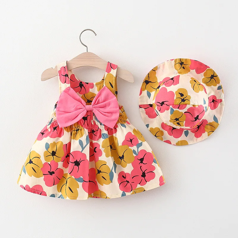 

2022 Summer Baby Girl Clothes Toddler Sleeveless Clothes For Newborns Flower Pattern Beach Style Sundress