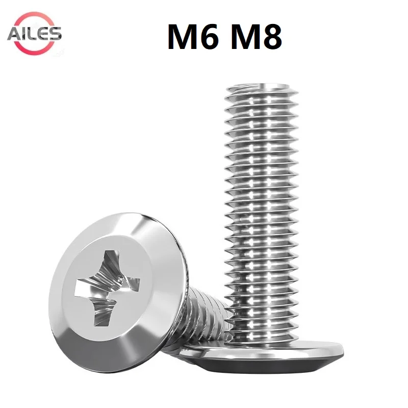 

M6 M8 Винты с плоской крестообразной головкой и крестообразной головкой Philips Большие мебельные винты с плоской головкой из нержавеющей стали 304
