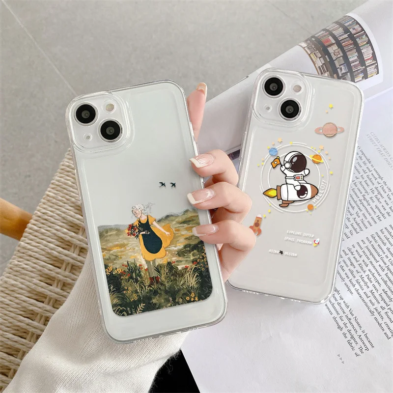 Flower Funda For iPhone 13 Case iPhone 11 13 12 14 Pro Max Case iPhone XR 7 8 Plus X XS Max SE 2022 Clear Back Cover Shockproof 