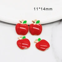 30pcslot new red apple shape enamel charms 1114mm gold color tone oil drops fruit pendants for jewelry accessories making