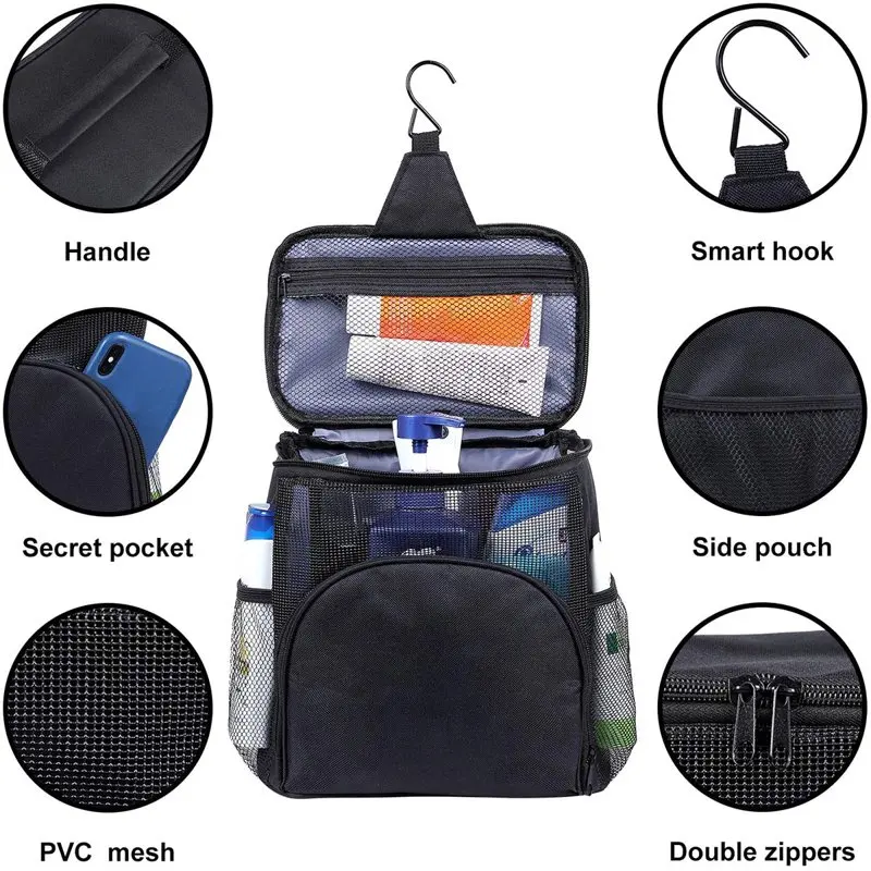 Travel Mesh Shower Caddy Wash Bag Hanging Tote Organizer Toiletry Bags,travel Size Toiletries Men Women Kit Bag with Hook Hanger