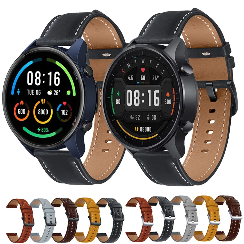 

For Xiaomi MI Watch Color Strap Genuine Leather Band 22mm Watch Strap Bracelet Watchband Wristband For MI Watch Color Sport