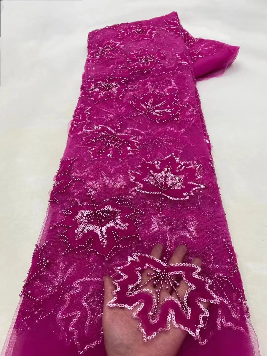 Синя вышивка блестки жемчуг африканский нигерийский французский тюль 3D