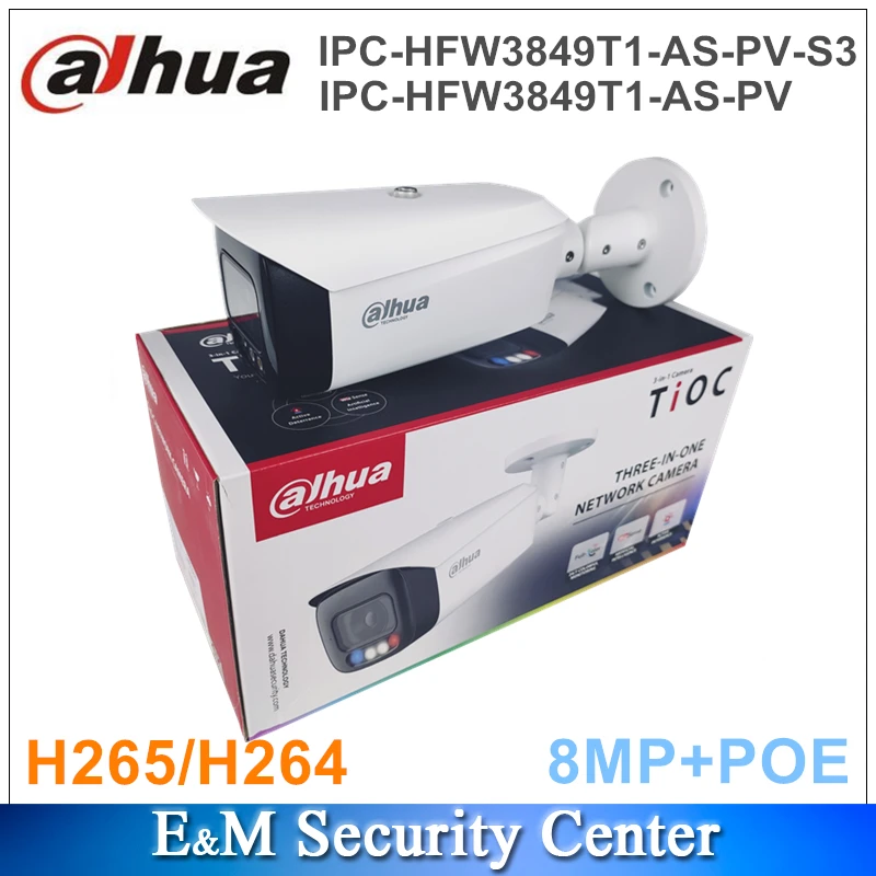 

Original Dahua IPC-HFW3849T1-AS-PV And IPC-HFW3849T1-AS-PV-S3 8MP POE IR Active Deterrence Bullet WizSense Network Camera
