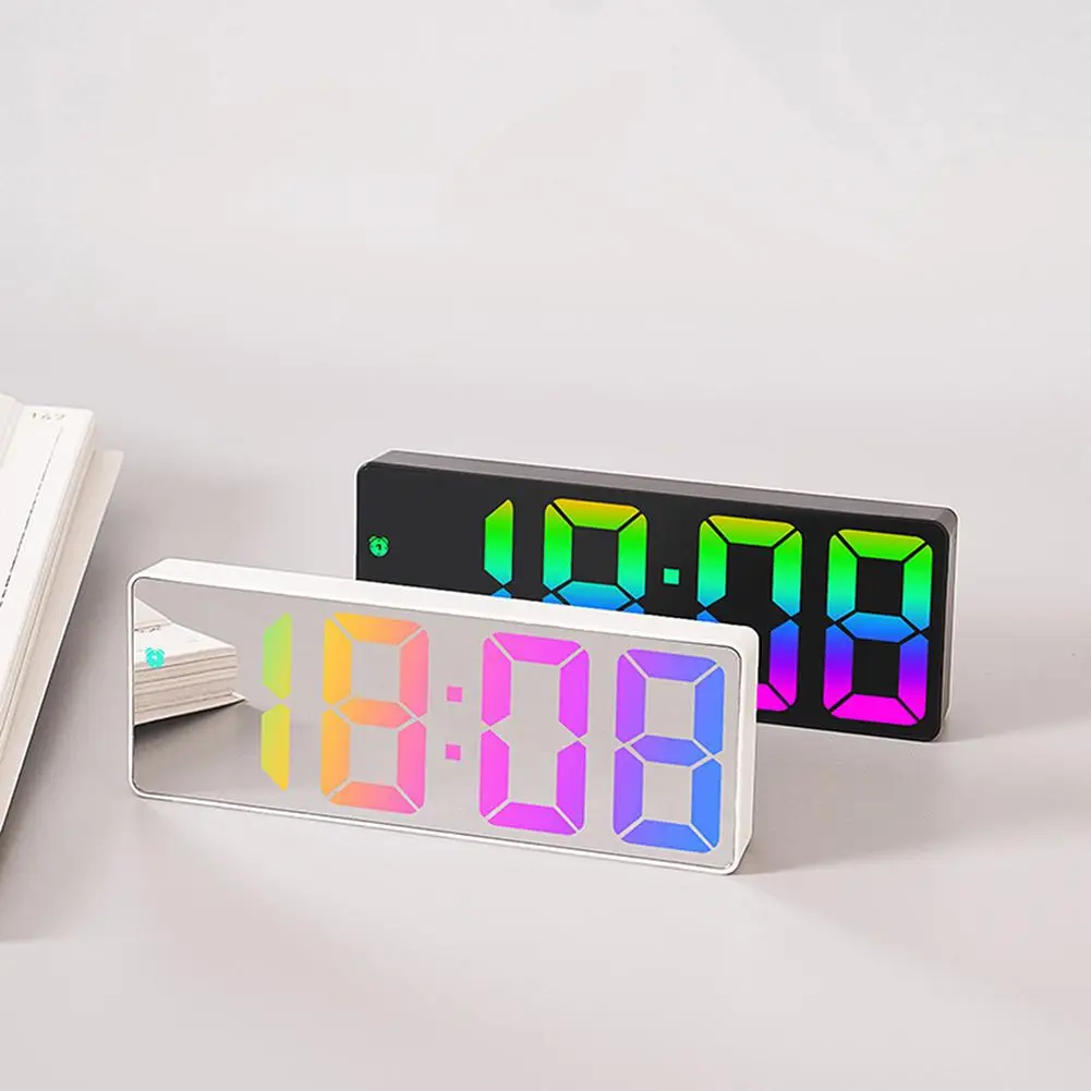 12/24 Hours Adjustable Brightness Colorful Large Screen Desk Clocks Bedroom Desktop Decoration