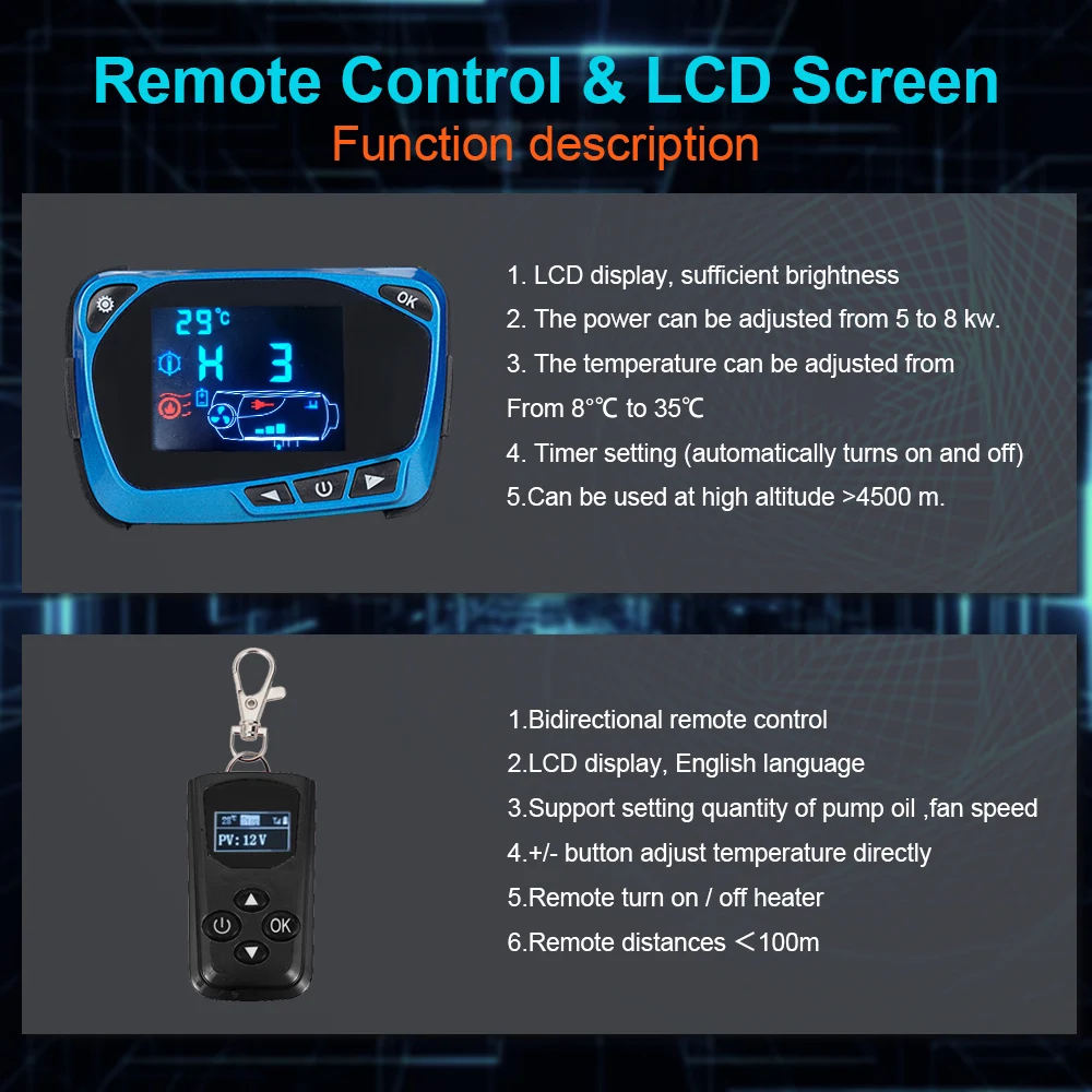 Дизельный Обогреватель 3 в 1 2-8 кВт 12/24/220 В с Bluetooth портативный парковочный