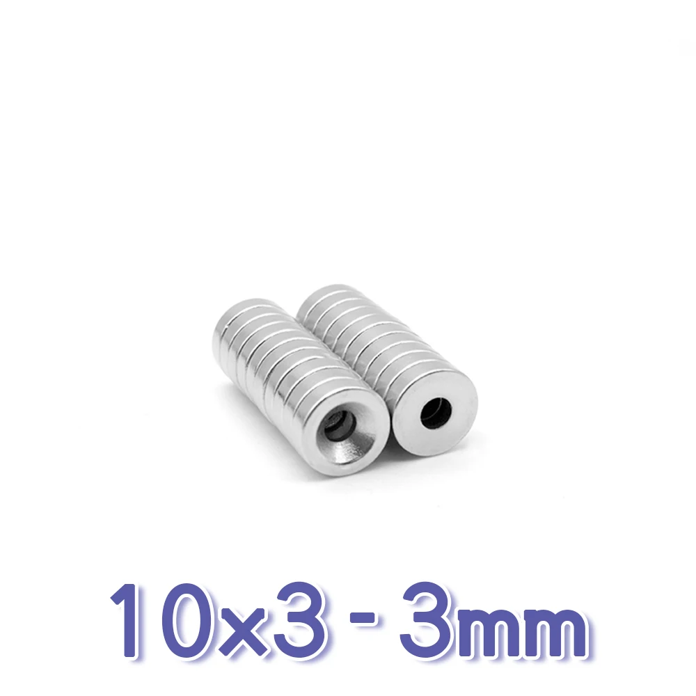 

10/20/50/100/150/200/300PCS 10x3-3 Round Countersunk Neodymium Magnet 10x3 Hole 3mm N35 Powerful Strong Magnets 10*3-3 mm 10*3