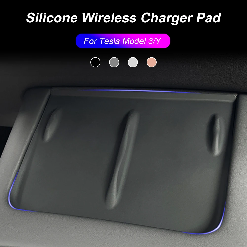 

For Tesla Model 3 Y Silicone Wireless Charger Pad Anti-Slip Charger Pad Cover Center Console Charging Mat Protector Accessories