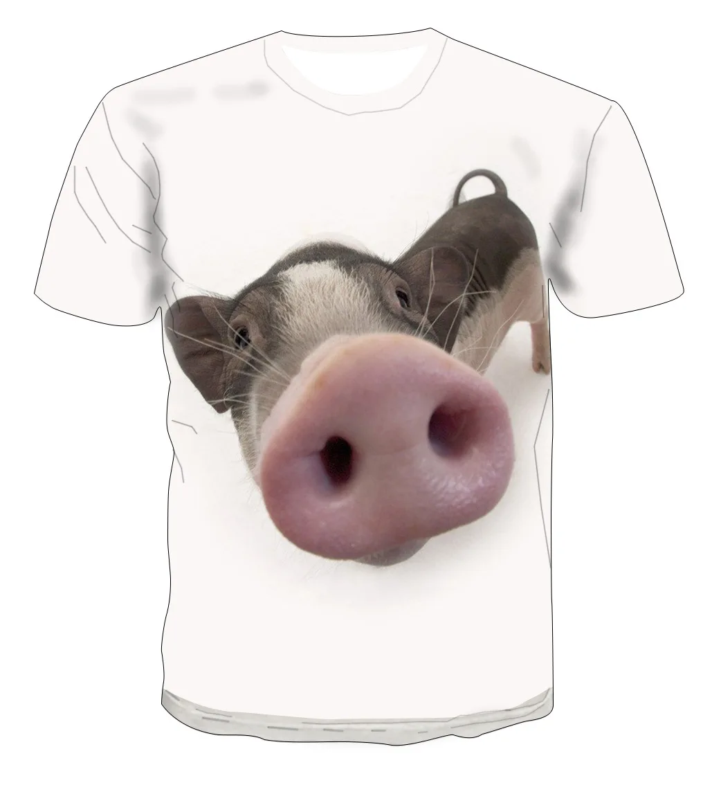 

2022 New 3D Cute Piggy Short Sleeve T-Shirt Fashion Round Neck Men's T-Shirt Women's T-Shirt Couple T-Shirt Summer tops&Tee