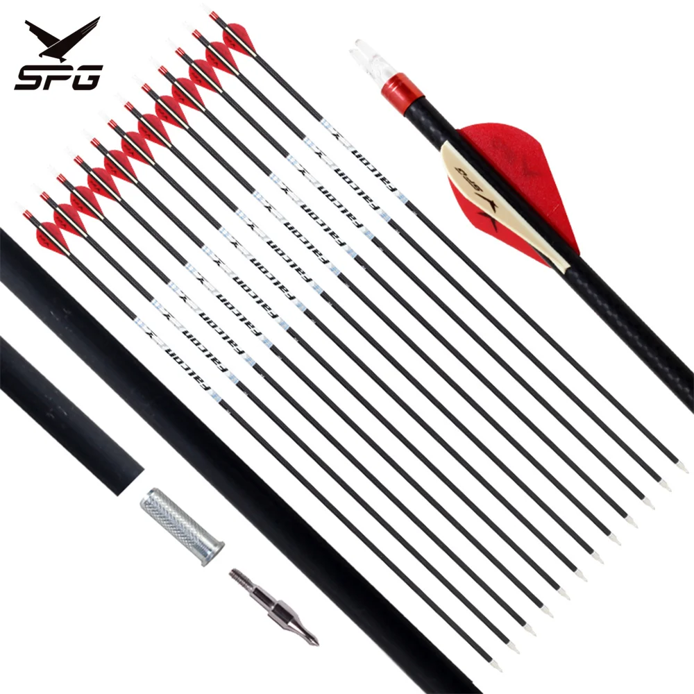 6/12pcs Archery ID6.2mm Pure 3K Carbon Arrows Shafts 32.5