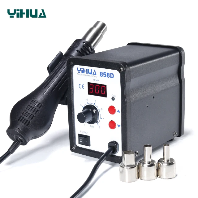 

Паяльная станция YIHUA858D, тепловая пушка с 3 насадками для ремонта SMD