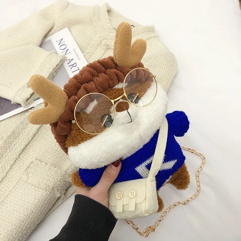 Children Cute Plush Small Bag Girl Boy 2022 New Cartoon Doll Bag All-match Chain Shoulder Diagonal Bag