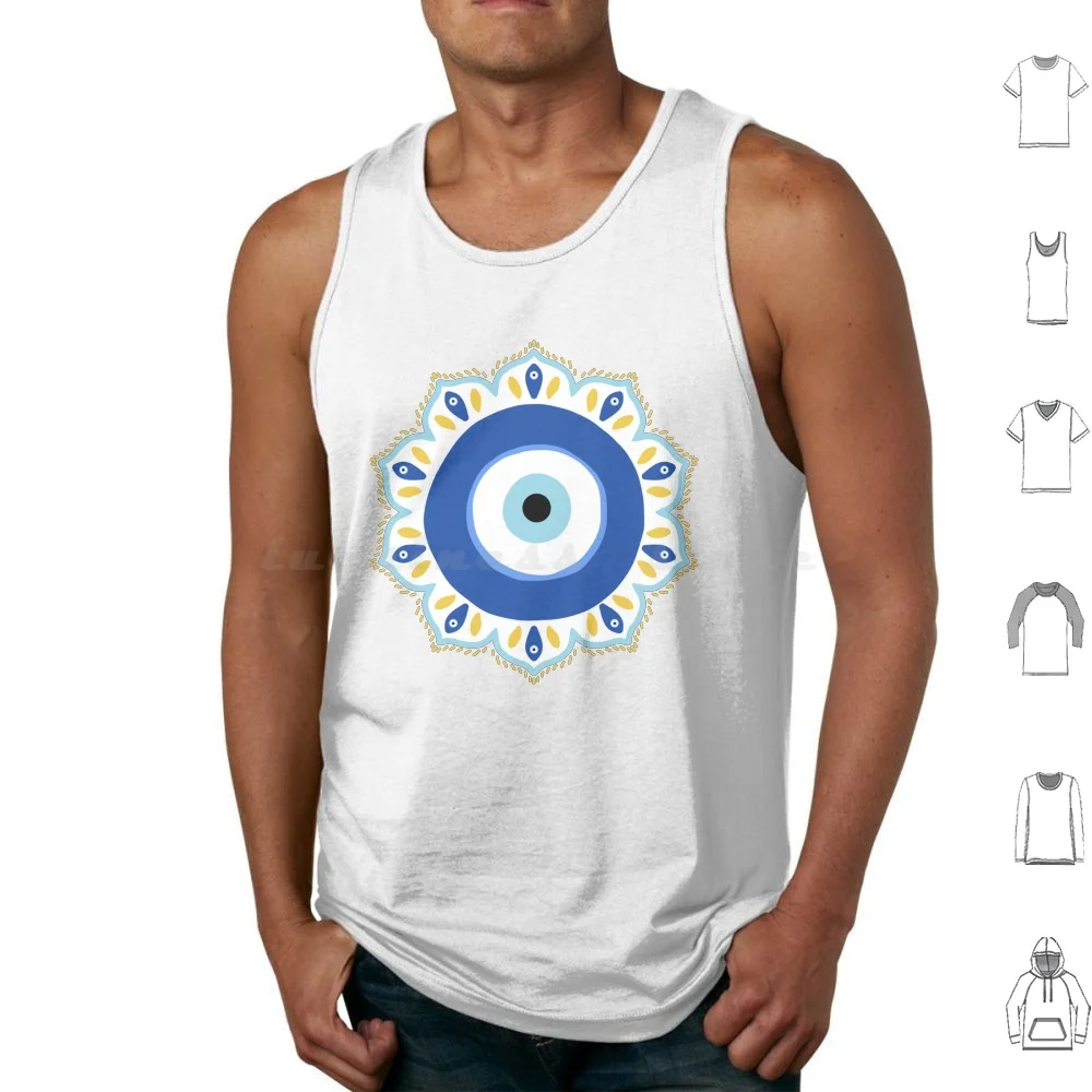 

Evil Eye Mandala Tank Tops Print Cotton Blue Eye Magic Eye Evil Eye Goth Punk Wicca Symbol Eye Minimalist Eye