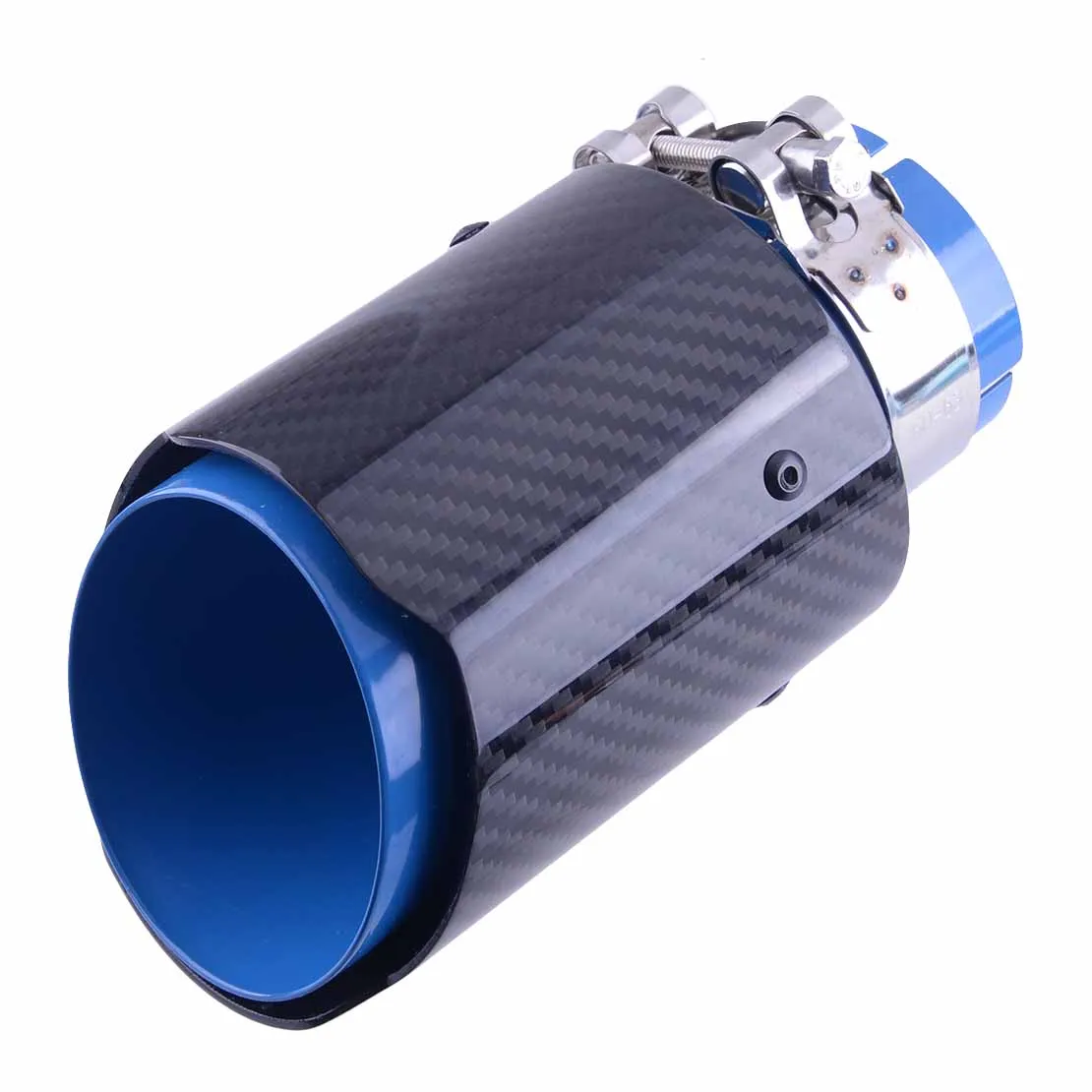 

Car Exhaust Tip Muffler Pipe 2.5" 63mm Inlet 3.5" 89mm Outlet Universal Blue & Carbon Fiber Style
