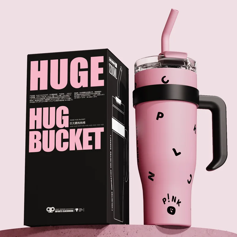 Cup Portable 304 Stainless Steel Coffee Thermal Cute Leak-proof Straw Water Bottle
