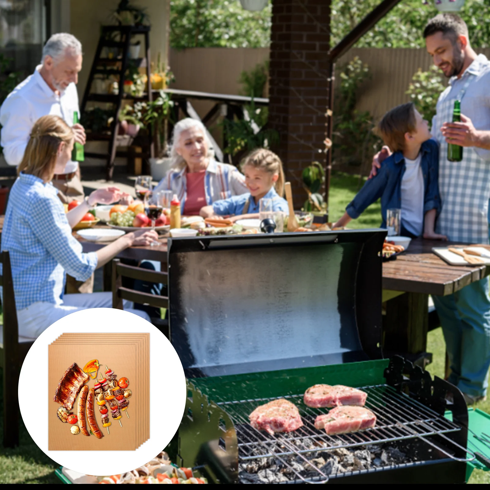 

Коврик для барбекю и гриля, антипригарные вкладыши для духовки, многоразовые простые в чистке жаропрочные листы из ПТФЭ для духового угля