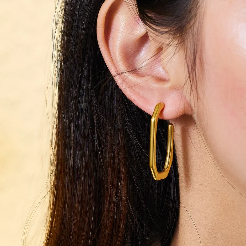 

Classic Square Gold Stainless Steel Dangle Earrings for Women Hook Earrings Fashion Jewelry