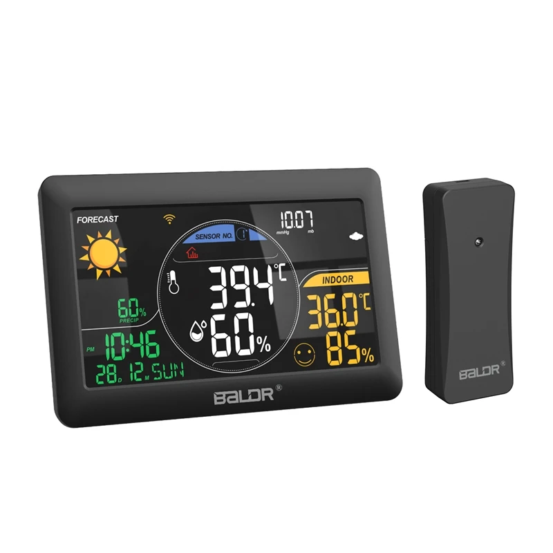 Wireless Indoor Outdoor Thermometer Hygrometer Wall Alarm Cl