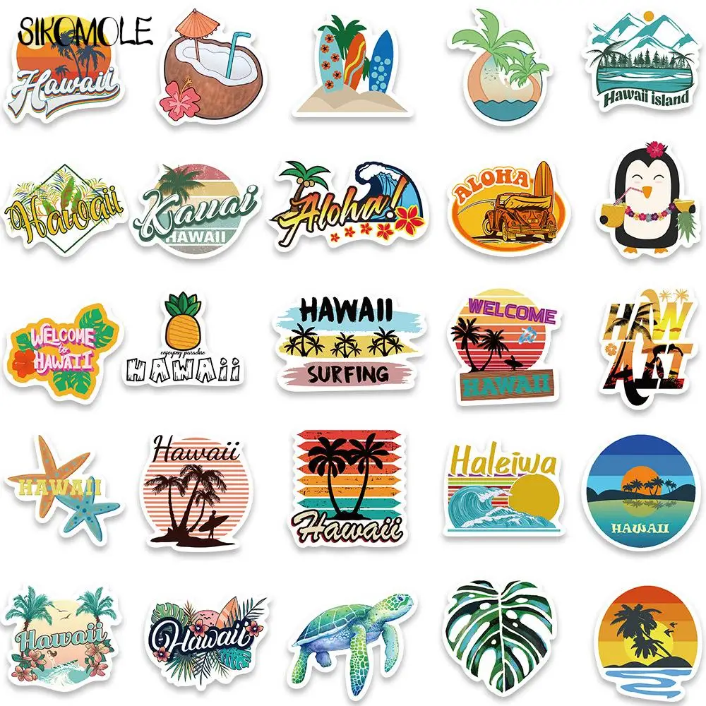 10/30/50 шт. Мультяшные Гавайские пляжные и морские наклейки для отпуска ребенка