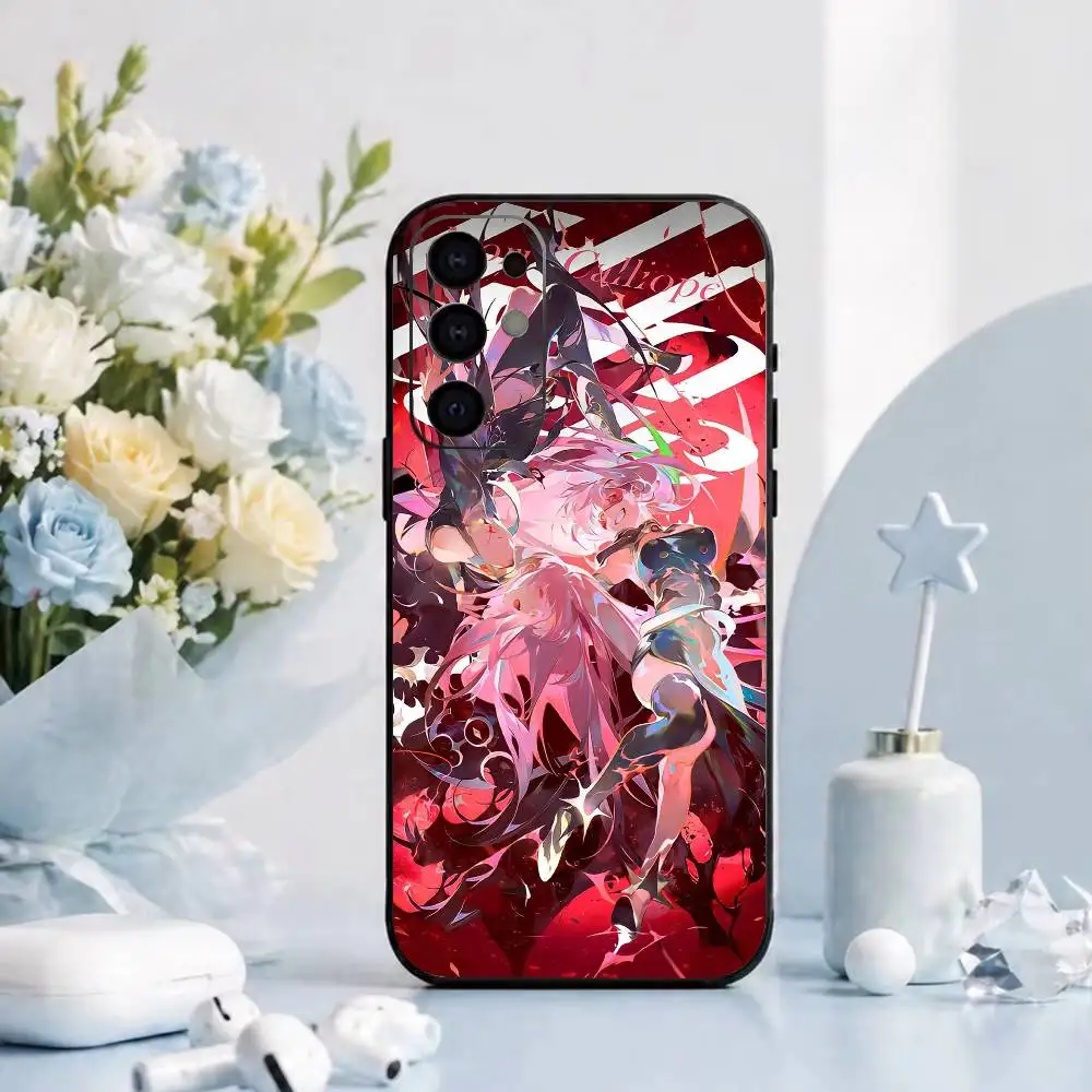 Фото Мягкий силиконовый чехол VTuber M-Mori Calliope для Samsung S26, S24, S21, S22, S23, S30, Ultra, Plus, FE, Lite - черный №3