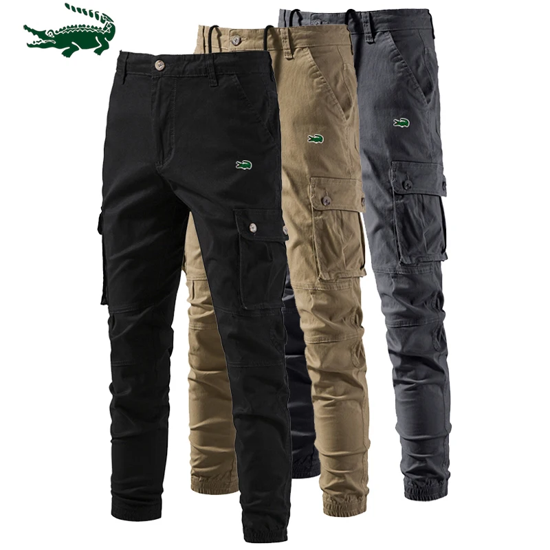 2023 Casual 100%Cotton Men Trousers Solid Color Slim Fit Men