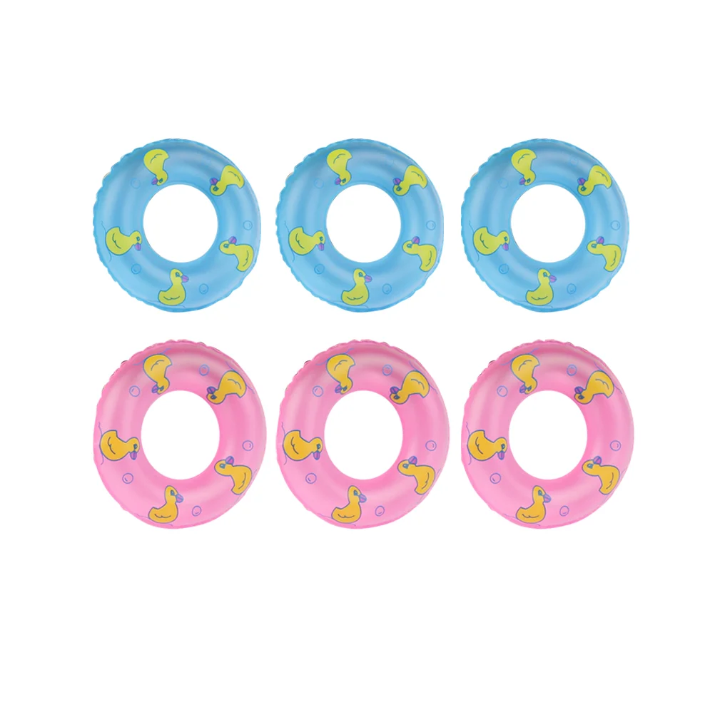

10pcs Dolls Swimming Ring Printed Swim Tube Water Floating Desktop Ornament for Kids Adults