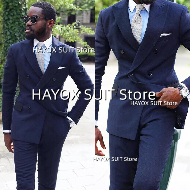 Men's Suits Jackets Pants Double Breasted Lapel Blazer Set Business Formal Party Wedding Groom Groomsmen Dresses Tuxedos