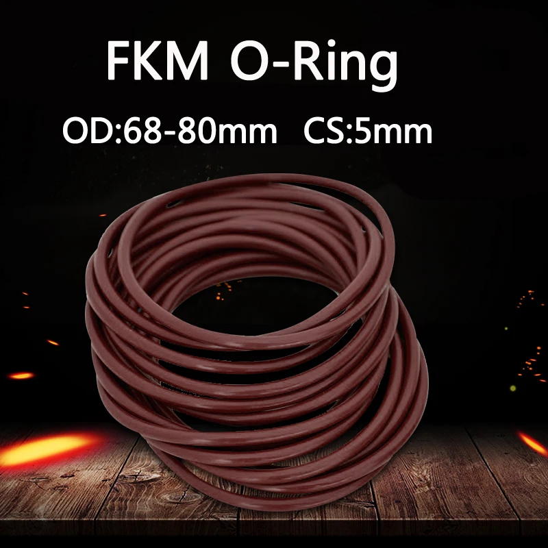 

5Pieces FKM Brown O Ring Fluorine Rubber O-Ring Outer Diameter 68/69/70/71/72/73/74/75/76/77/78/79/80 CS 5mm