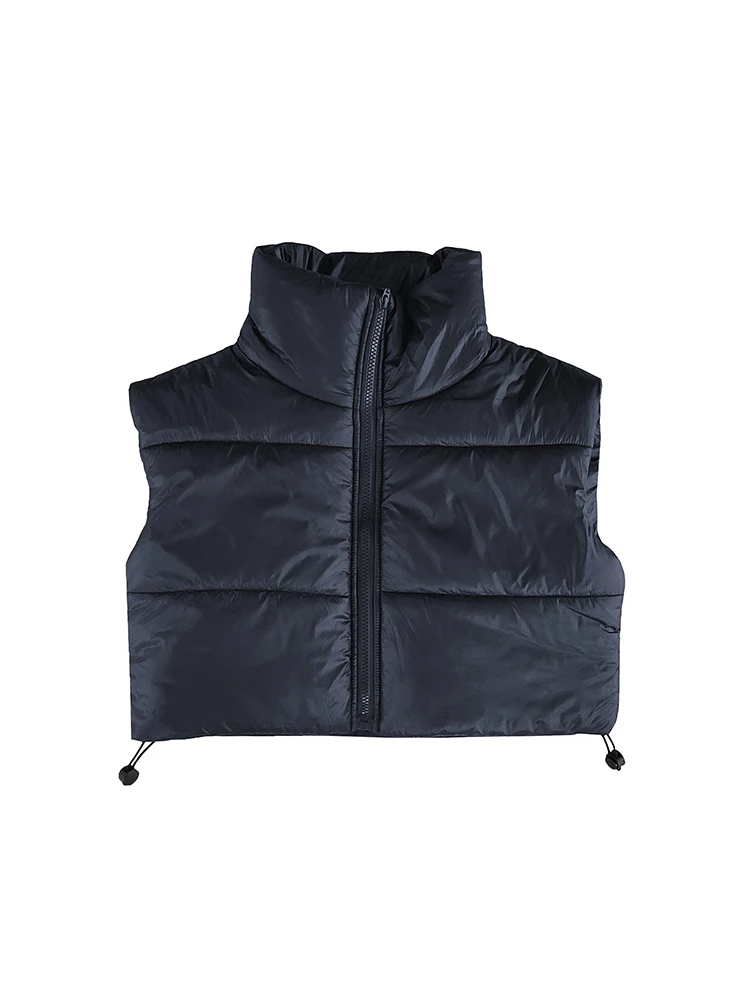 Casual Fashion Stand Collar Sleeveless Loose Vest Coat Simple Zipper Up Padded Jackets 2023 Autumn Winter Woman Warm Waistcoats