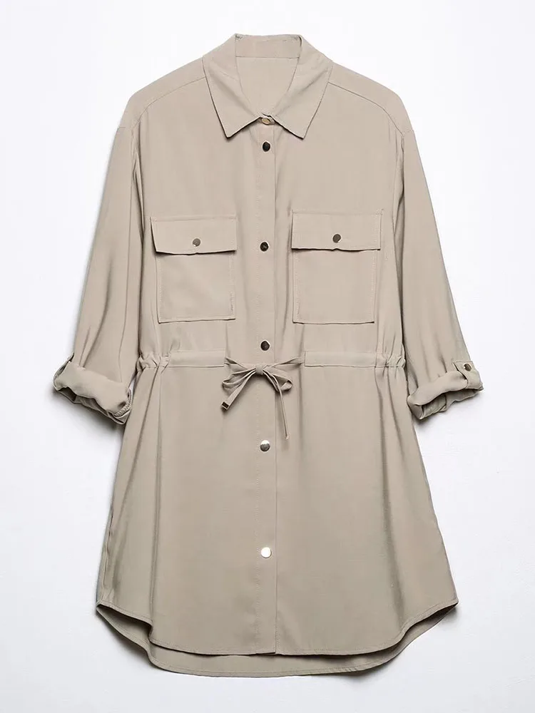 

Женская однобортная куртка с карманами BBWM, куртка средней длины с коротким рукавом и поясом, 2022