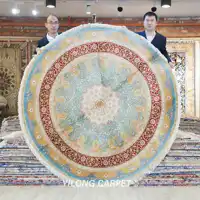 7'x7' Round Persian Handmade Silk Carpet Dining Room Handwoven Large Floor Rug (TJ363A)