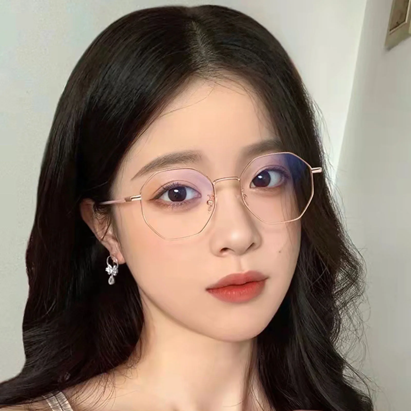 

Anti Blue Myopia Glasses Polygonal Shape Metal Frame for Man Woman Anti Eyestrain Nearsighted Clearly Lightweight FS99