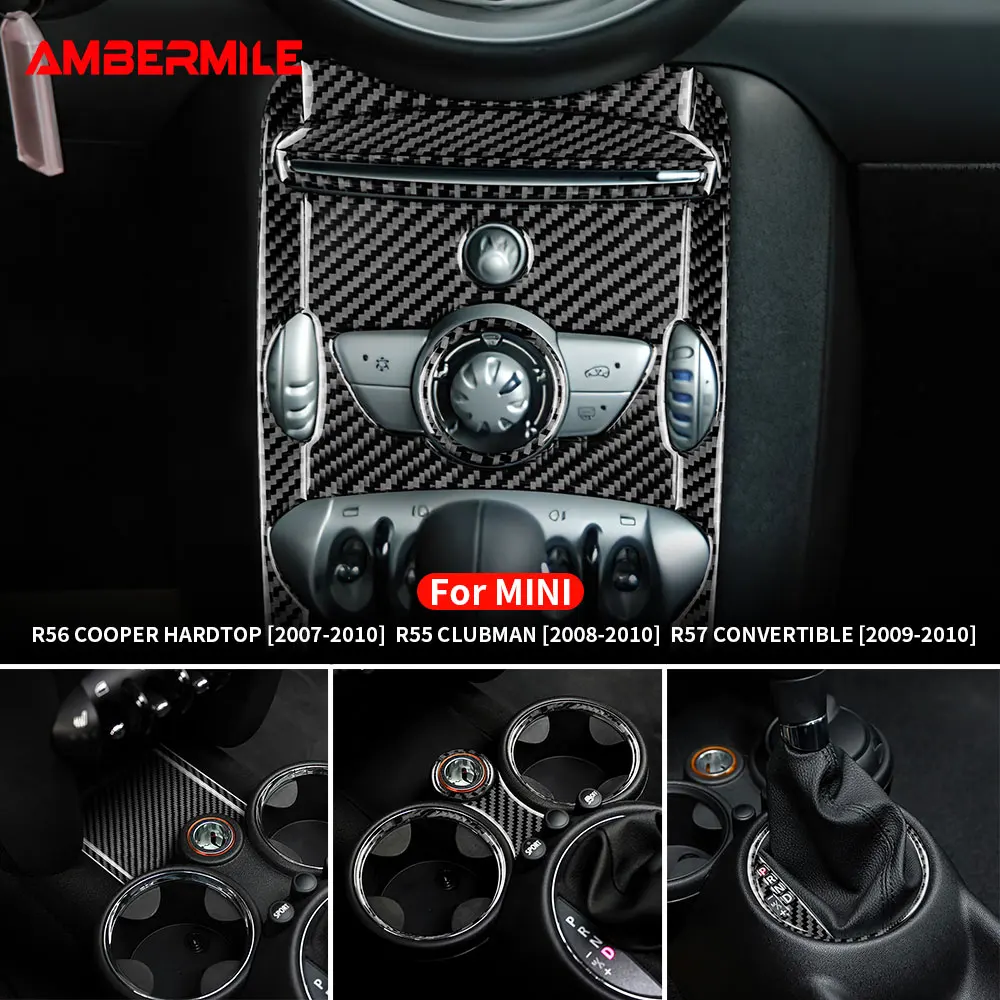 

Carbon Fiber for Mini Cooper Hardtop R56 Clubman R55 Convertible R57 Accessories Car Steering Wheel Gear Shift Panel Sticker