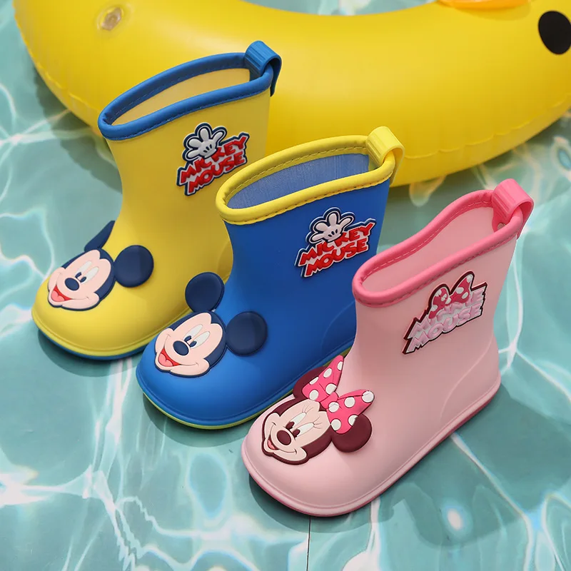 

Disney Cartoon Mickey Children's Rain Boots Boys Waterproof Rain Boots Cute Minnie Girls Baby Non-Slip Water Boots Rubber Shoes
